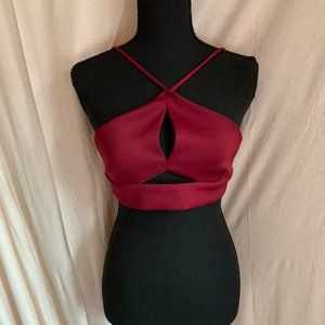 Cute Maroon Strappy Crop Top